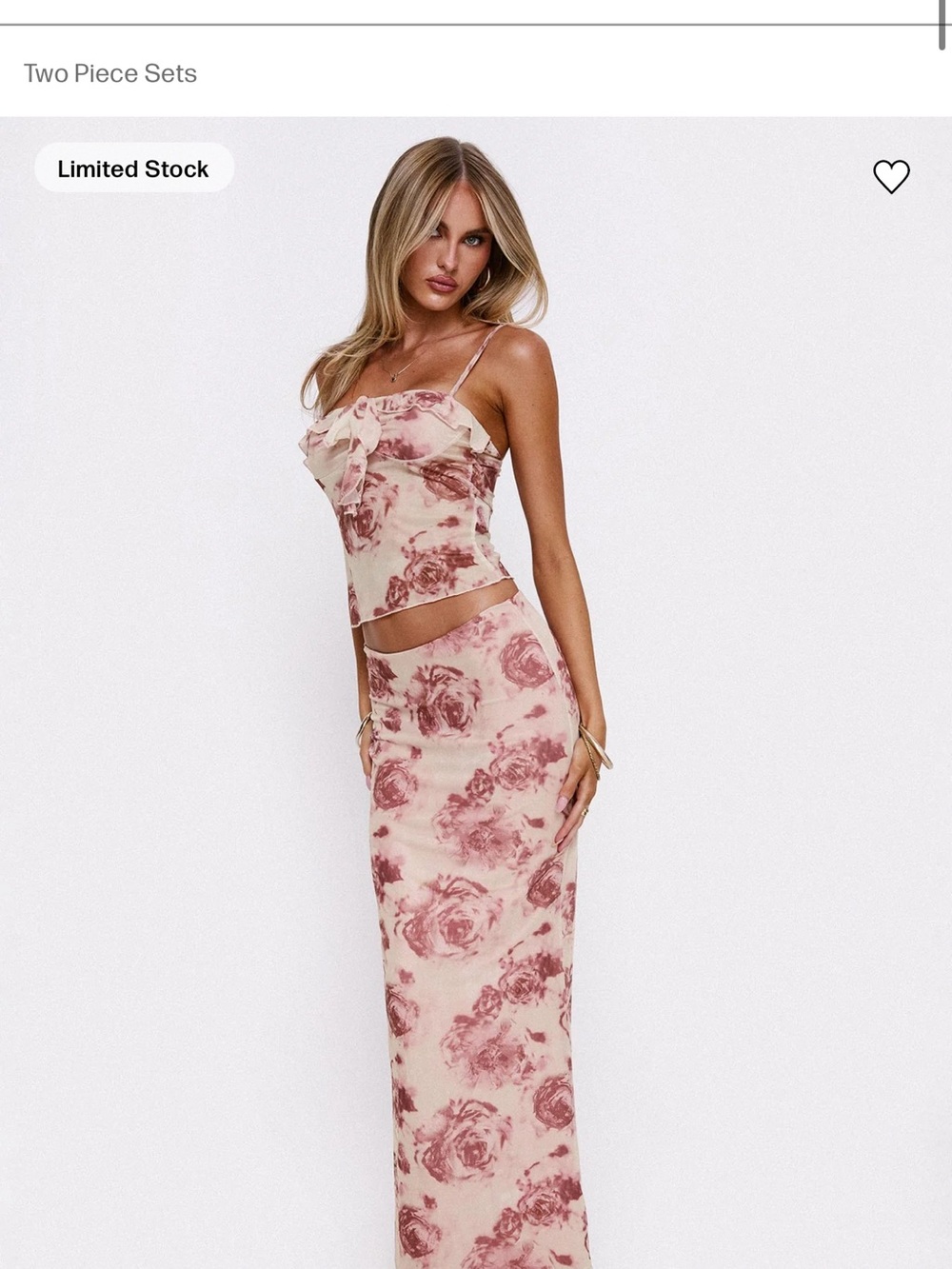 Princess Polly Pink Floral Two-Piece Maxi Skirt Set